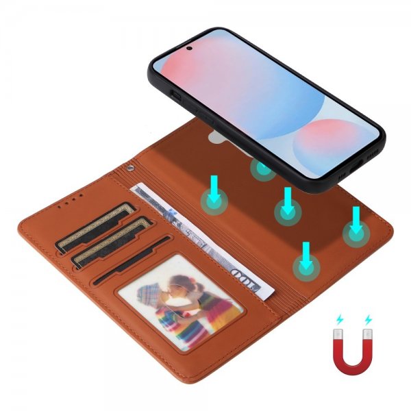 Betopnice Samsung Galaxy A56 -suojakotelo irrotettavalla kuorella 005 Ruskea