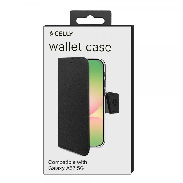 Celly Samsung Galaxy A57 Suojakotelo Wally Wallet Case Musta