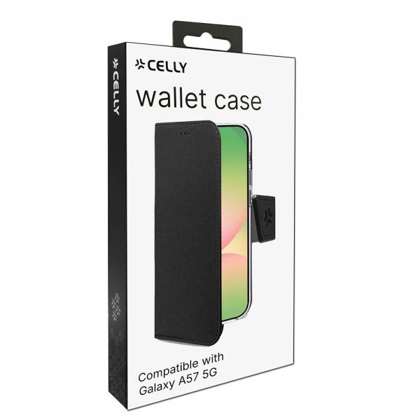 Celly Samsung Galaxy A57 Suojakotelo Wally Wallet Case Musta