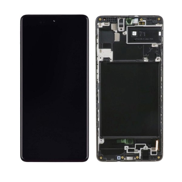 Samsung Galaxy A71 näyttö LCD-paneelilla + runko - Musta