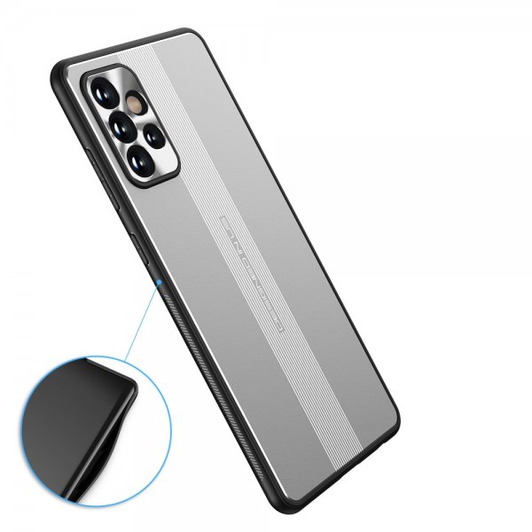 Samsung Galaxy A72 -suojakuori metallilevyllä, hopea