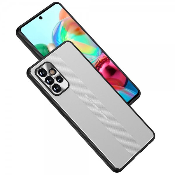 Samsung Galaxy A72 -suojakuori metallilevyllä, hopea