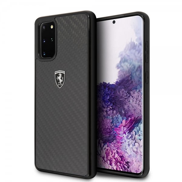 Ferrari Samsung Galaxy S20 Plus -kuori hiilikuitutekstuurilla, musta