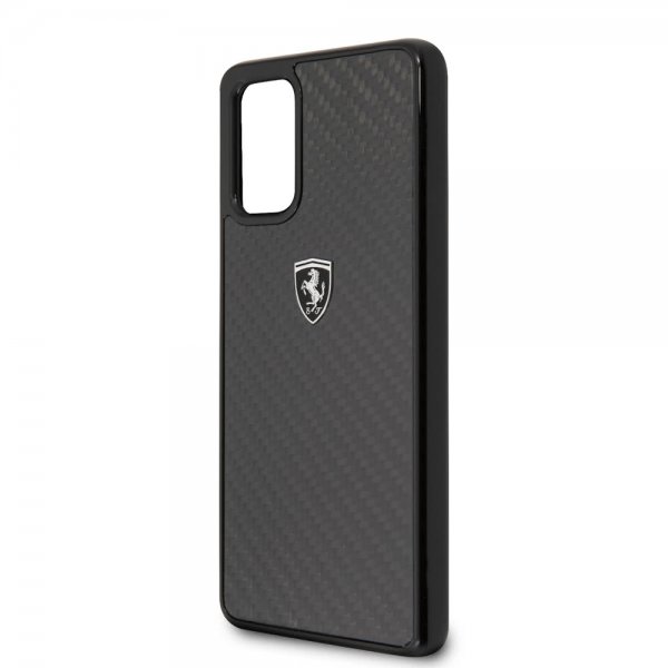 Ferrari Samsung Galaxy S20 Plus -kuori hiilikuitutekstuurilla, musta