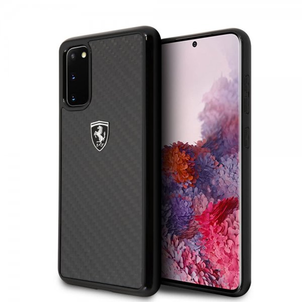 Ferrari Samsung Galaxy S20 Suojakuori Hiilikuitutekstuuri Musta