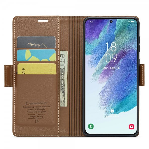 CaseMe Samsung Galaxy S21 FE Kotelo 023 Series Ruskea