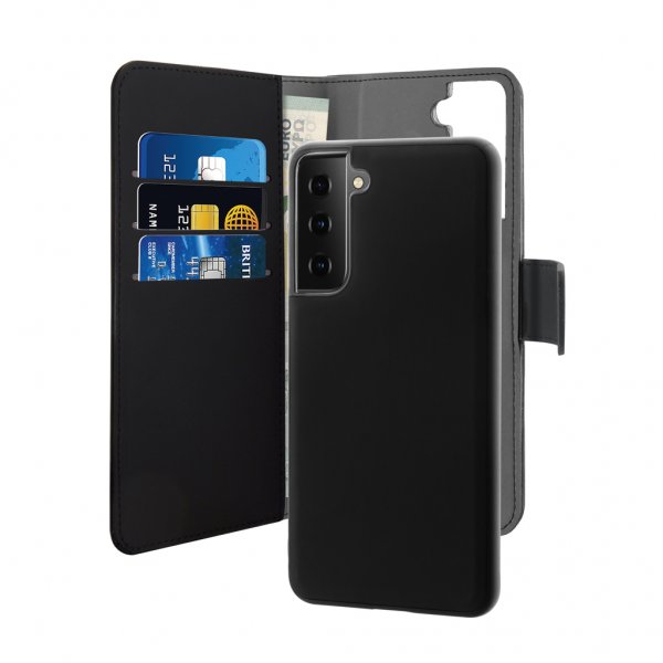 Puro Samsung Galaxy S21 FE Wallet Detachable 2-in-1 Suojakotelo Musta