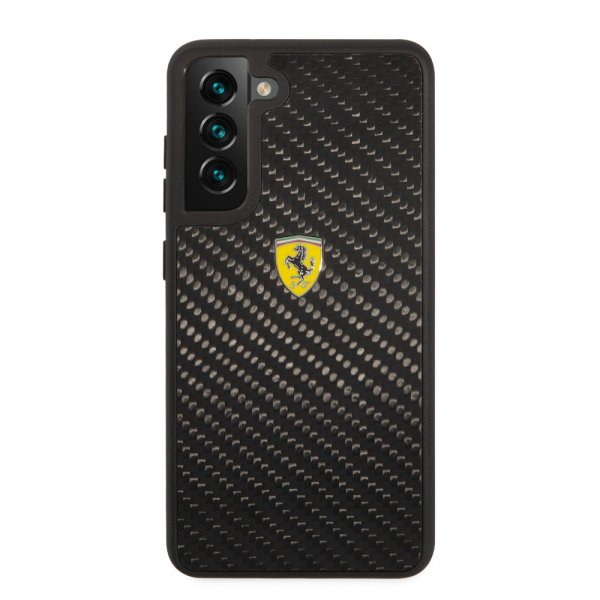 Ferrari Samsung Galaxy S21 FE Kuori Real Carbon Metal Logo Musta