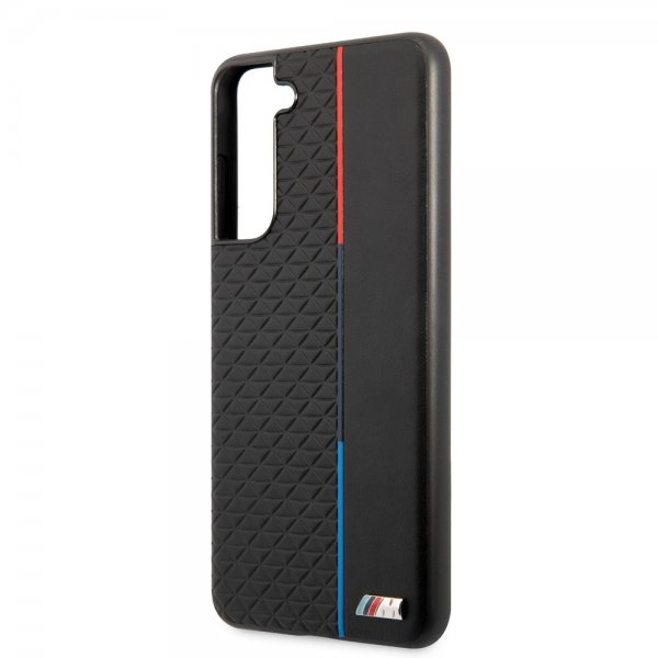 BMW Samsung Galaxy S21 FE Kuori Triangle Pattern & Tricolor Stripe Musta