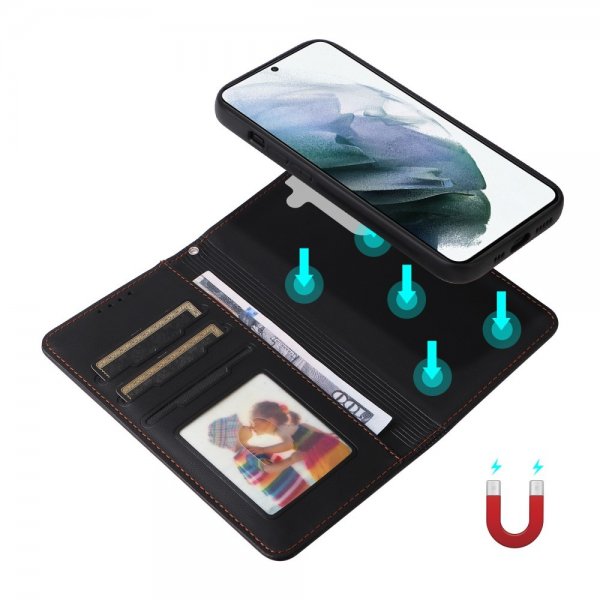 Betopnice Samsung Galaxy S21 -kotelo irrotettavalla kuorella 005 musta