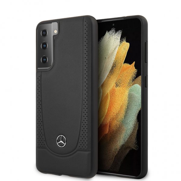 Mercedes Benz Samsung Galaxy S21 Plus Kuori Logo Perforoitu Musta