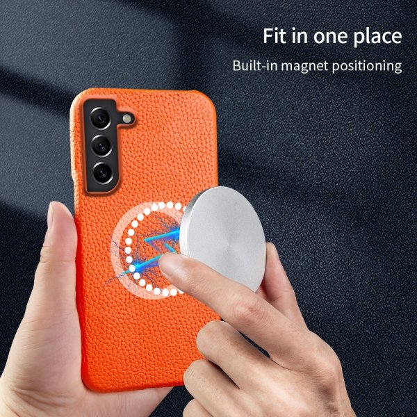 Samsung Galaxy S21 Kuori Aitoa Nahkaa MagSafe Punainen