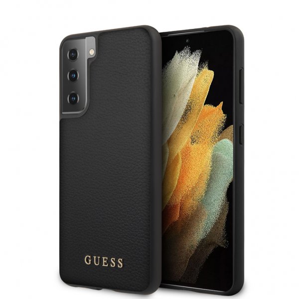 Guess Samsung Galaxy S21 Kuori Nahkarakenne Musta