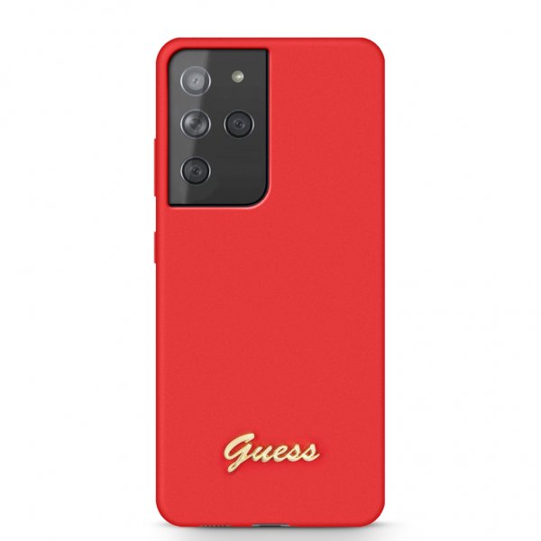 Guess Samsung Galaxy S21 Ultra Kuori Metalli Logo Punainen