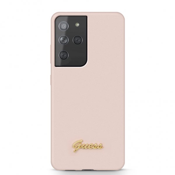 Guess Samsung Galaxy S21 Ultra Kuori Metalli Logo Vaaleanpunainen