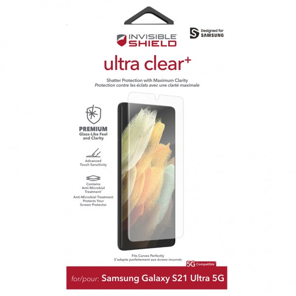 ZAGG InvisibleShield Samsung Galaxy S21 Ultra -näytönsuoja Ultra Clear+