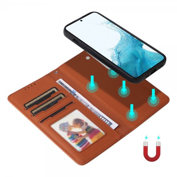 Betopnice Samsung Galaxy S22 Kotelo Irrotettavalla Kuorella 005 Ruskea