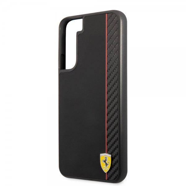 Ferrari Samsung Galaxy S22 Plus Kuoret Vertical Stripe Metal Logo Musta