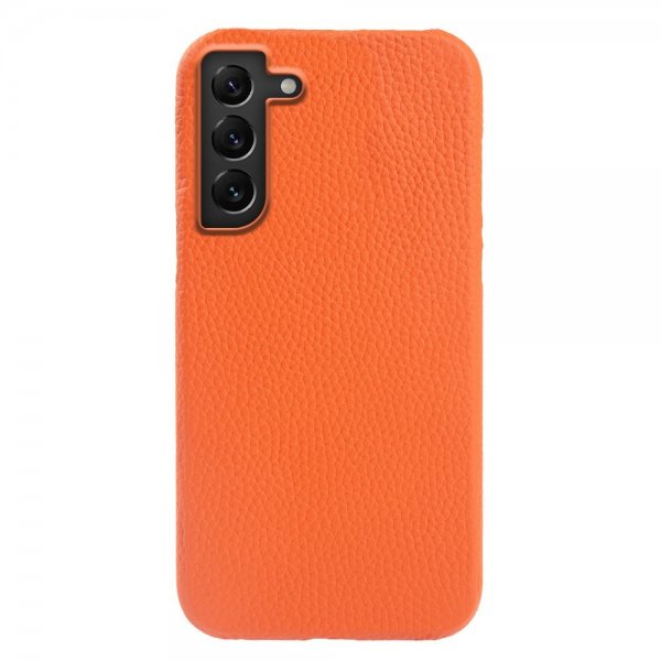 Samsung Galaxy S22 Kuori, aitoa nahkaa, MagSafe, oranssi