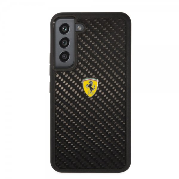 Ferrari Samsung Galaxy S22 Kuori, aito hiilikuitu, metallilogo, musta