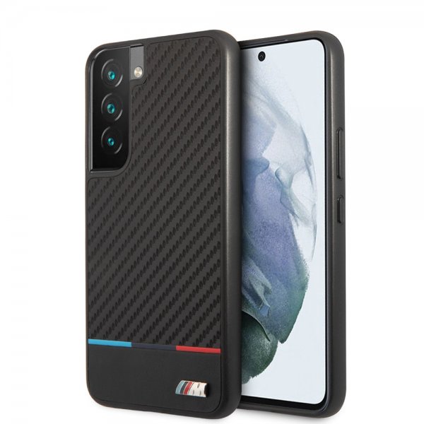 BMW Samsung Galaxy S22 Kuori Tricolor Stripe Carbon Musta