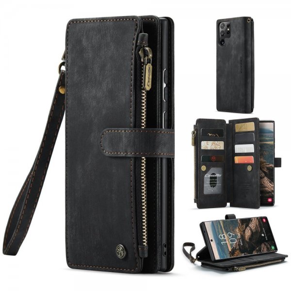 CaseMe Samsung Galaxy S22 Ultra C30 Series musta suojakotelo