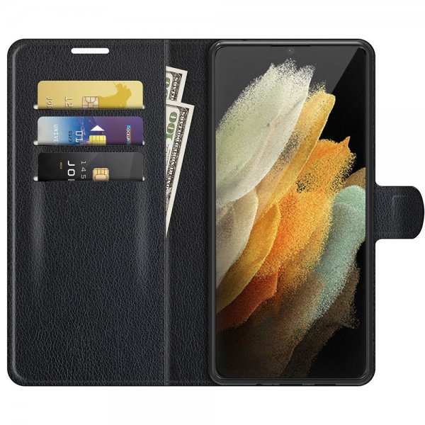 Nordic Covers Samsung Galaxy S22 Ultra Kotelo Litchi Raven Black