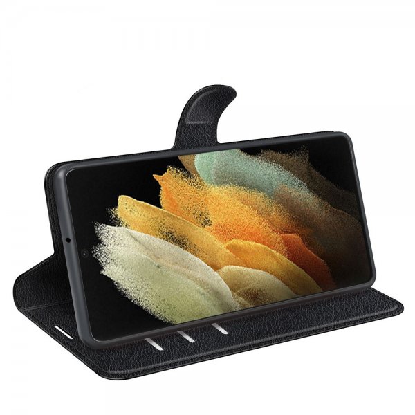 Nordic Covers Samsung Galaxy S22 Ultra Kotelo Litchi Raven Black
