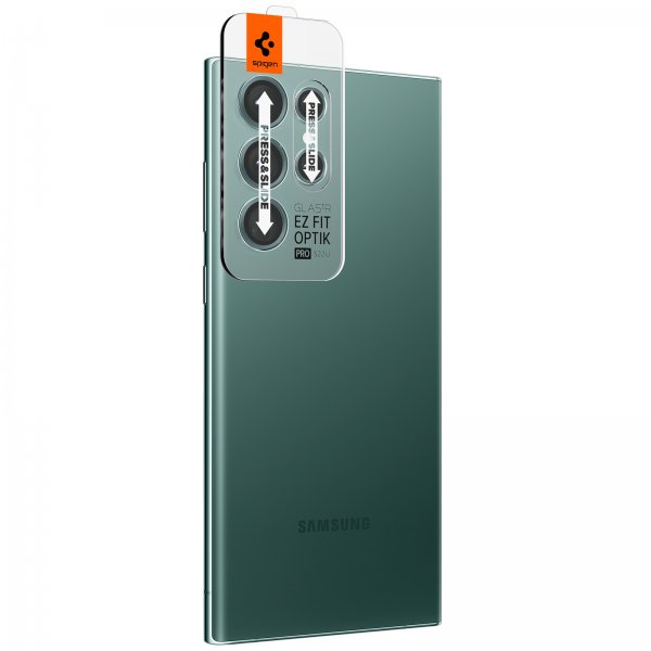 Spigen Samsung Galaxy S22 Ultra Kameranssuoja GLAS.tR EZ Fit Optik Pro 2 kpl Vihreä