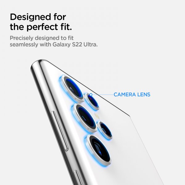 Spigen Samsung Galaxy S22 Ultra kameran suojalasi GLAS.tR EZ Fit Optik Pro 2-pack Phantom White