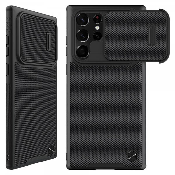 Nillkin Samsung Galaxy S22 Ultra -kuori teksturoidulla kamerasääsuojalla, musta