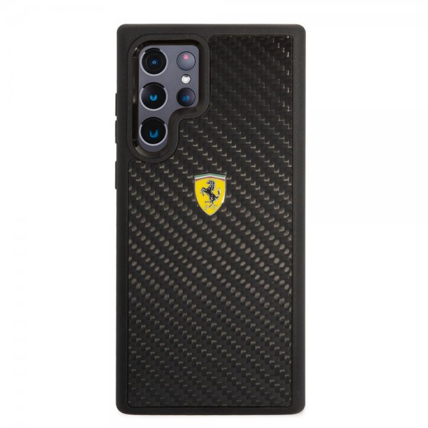 Ferrari Samsung Galaxy S22 Ultra Kuori Real Carbon Metal Logo Musta