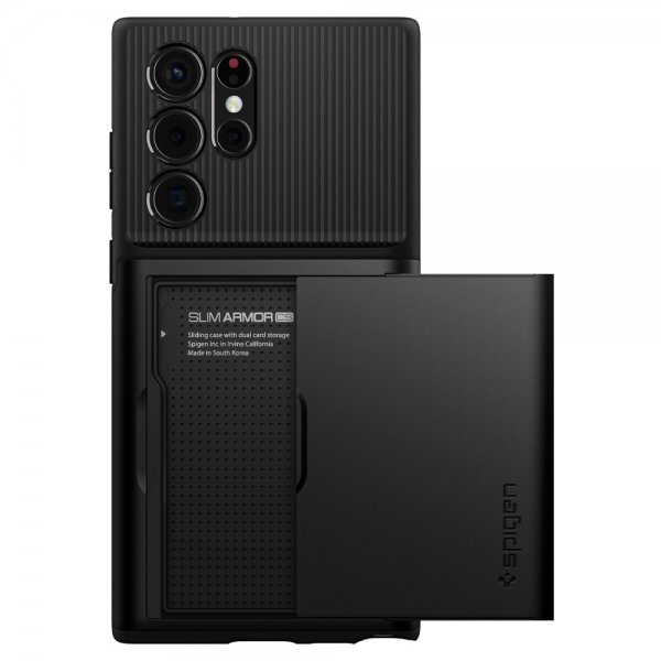 Spigen Samsung Galaxy S22 Ultra -suojakuori Slim Armor CS, musta