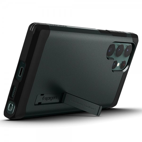 Spigen Samsung Galaxy S22 Ultra -suojakuori Tough Armor Abyss Green