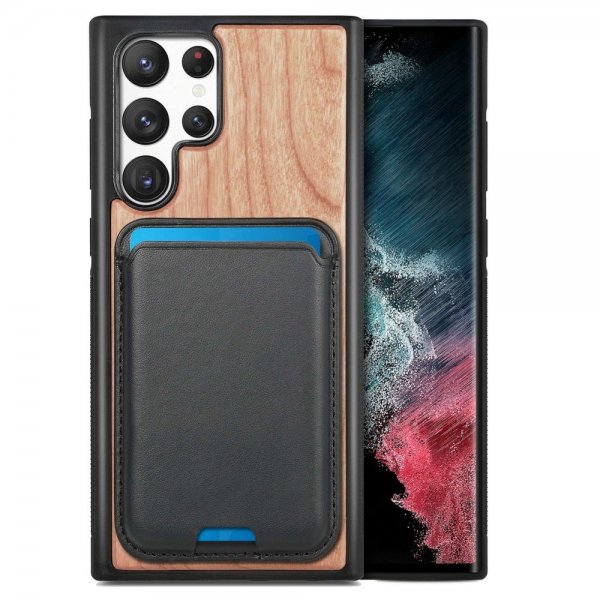 Samsung Galaxy S22 Ultra Kuoret Puu Irrotettava Korttipidike Kirsikka