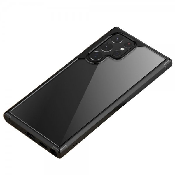 Ipaky Samsung Galaxy S22 Ultra Kuori Läpinäkyvä Takaosa Musta