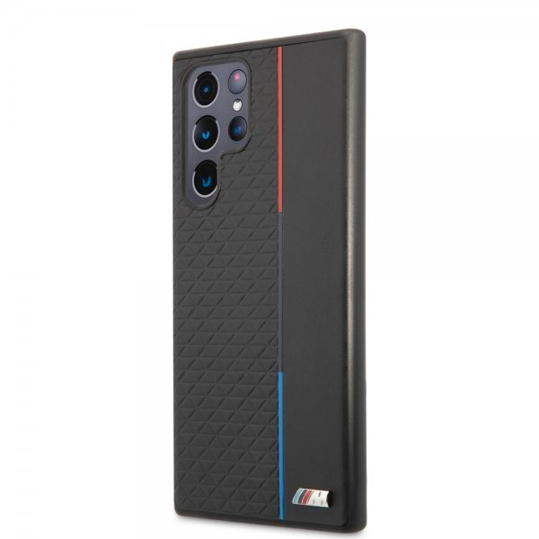 BMW Samsung Galaxy S22 Ultra Suojakuori Triangle Pattern & Tricolor Stripe Musta