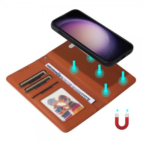 Betopnice Samsung Galaxy S23 FE -suojakuori irrotettavalla kannella 005 ruskea
