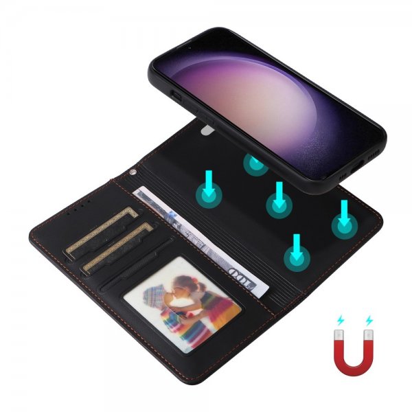 Betopnice Samsung Galaxy S23 FE -suojakuori irrotettavalla kannella 005, musta