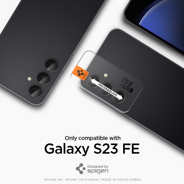 Spigen Samsung Galaxy S23 FE Kameran suojaus Lasi.tR EZ Fit Optik Pro 2-pakkaus Musta