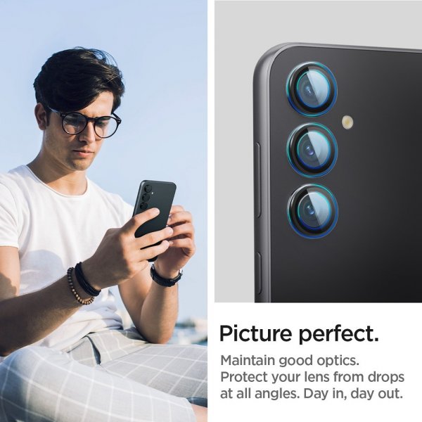 Spigen Samsung Galaxy S23 FE Kameran suojaus Lasi.tR EZ Fit Optik Pro 2-pakkaus Musta