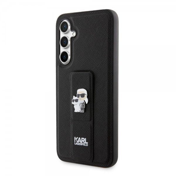 Karl Lagerfeld Samsung Galaxy S23 FE Saffiano Grip Stand -suojakuori, musta