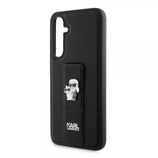 Karl Lagerfeld Samsung Galaxy S23 FE Saffiano Grip Stand -suojakuori, musta