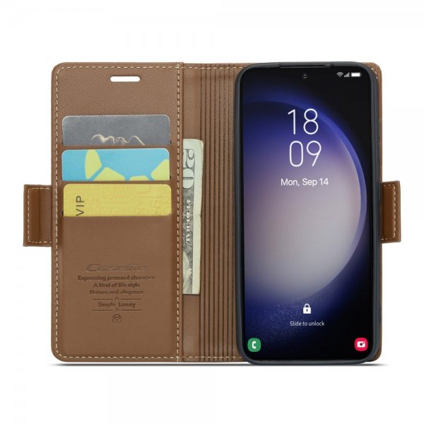 CaseMe Samsung Galaxy S23 Kotelo 023 Series Ruskea