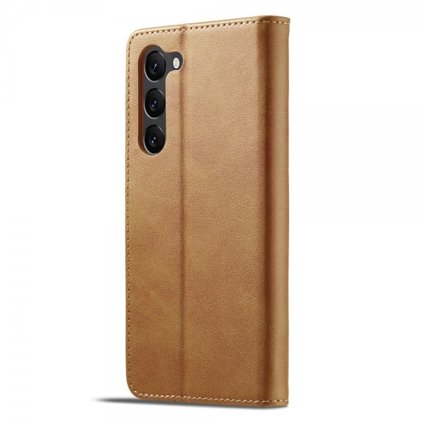 Lc.Imeeke Samsung Galaxy S23 -suojakuori korttipaikalla ja jalustatoiminnolla, ruskea