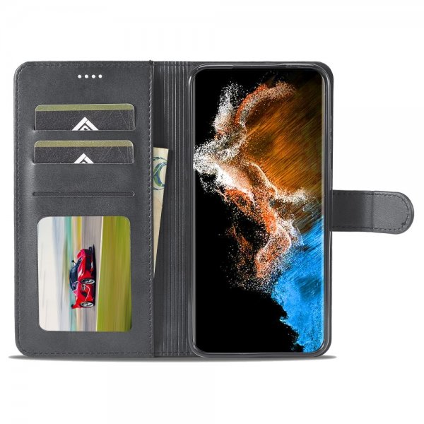 Lc.Imeeke Samsung Galaxy S23 Kotelo korttipaikalla ja jalustatoiminnolla, musta