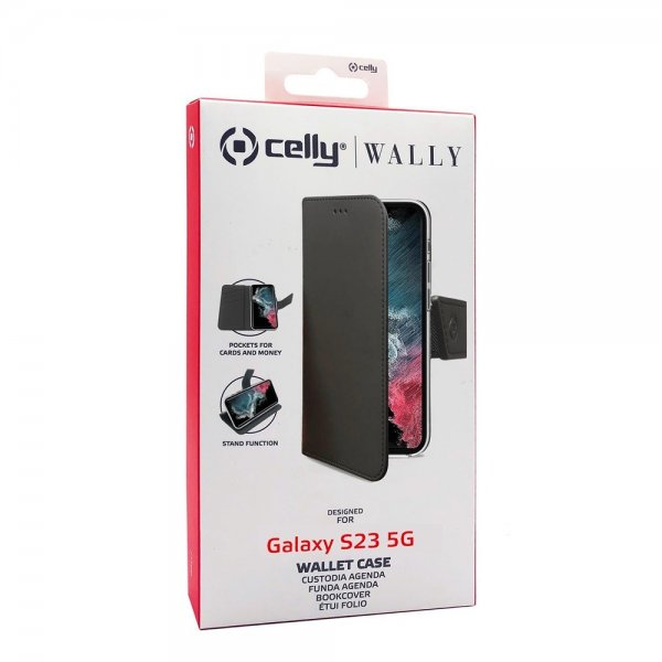 Celly Samsung Galaxy S23 Kotelo Wally Wallet Case, musta