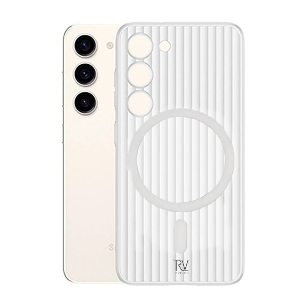 Rvelon Samsung Galaxy S23 Kuori Aallotettu MagSafe Valkoinen