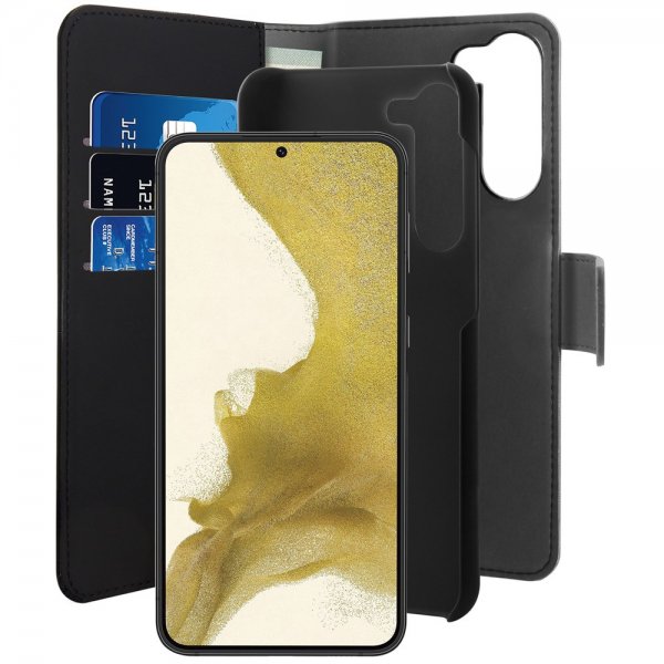 Puro Samsung Galaxy S23 Plus Kotelo Wallet Detachable 2 in 1 Musta