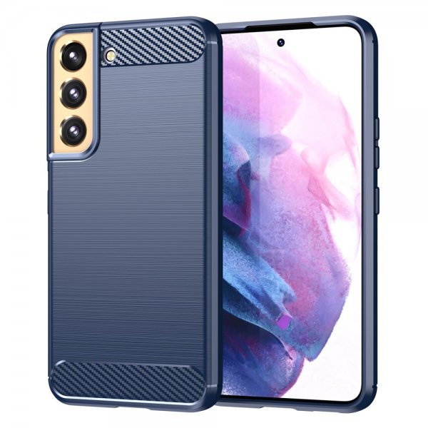 Samsung Galaxy S23 Plus -kuori, harjattu hiilikuitukuvio, sininen